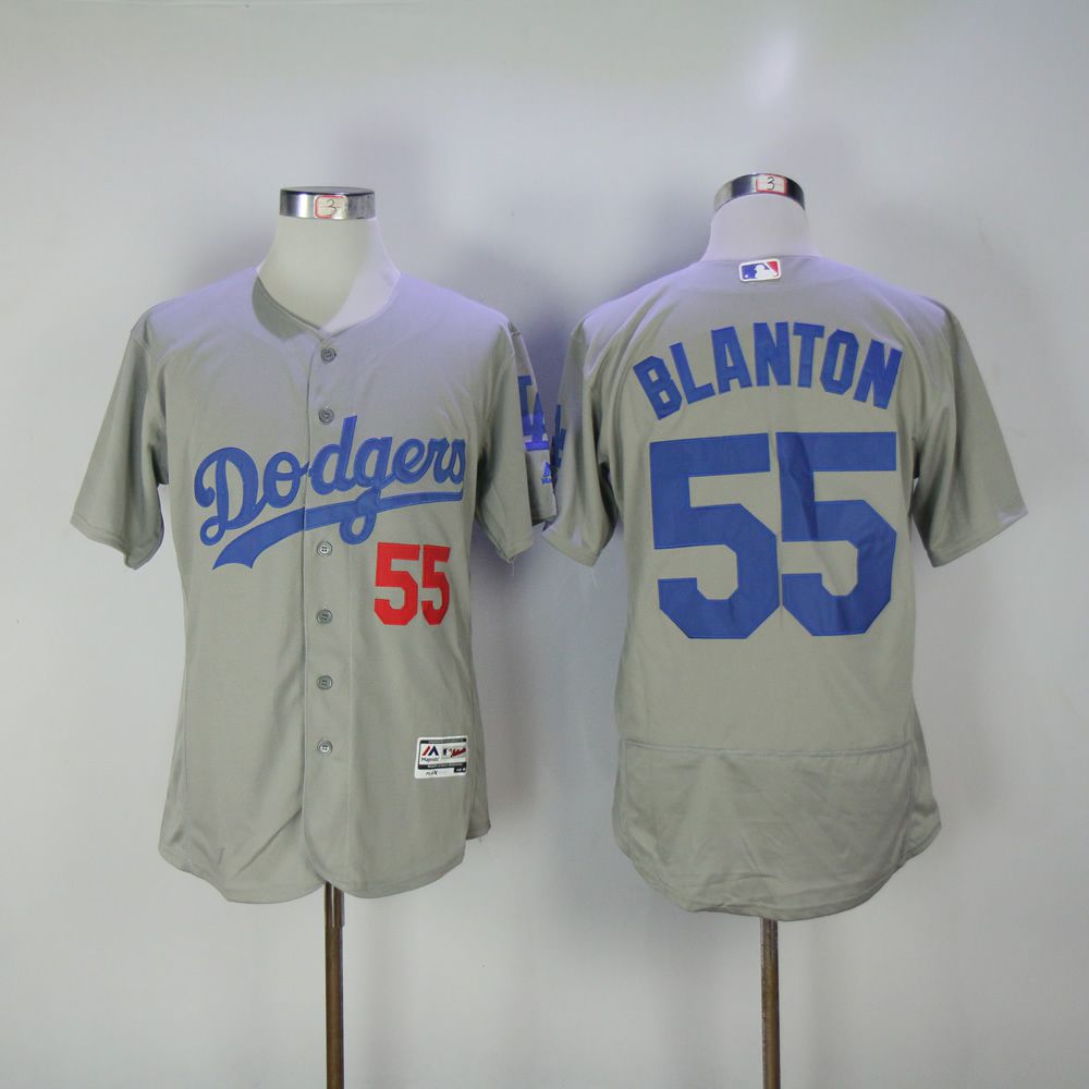 Men Los Angeles Dodgers #55 Blanton Grey Elite MLB Jerseys
